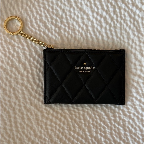 Kate Spade Black Quilted Pouch with Gold Chain - Picture 3 of 5